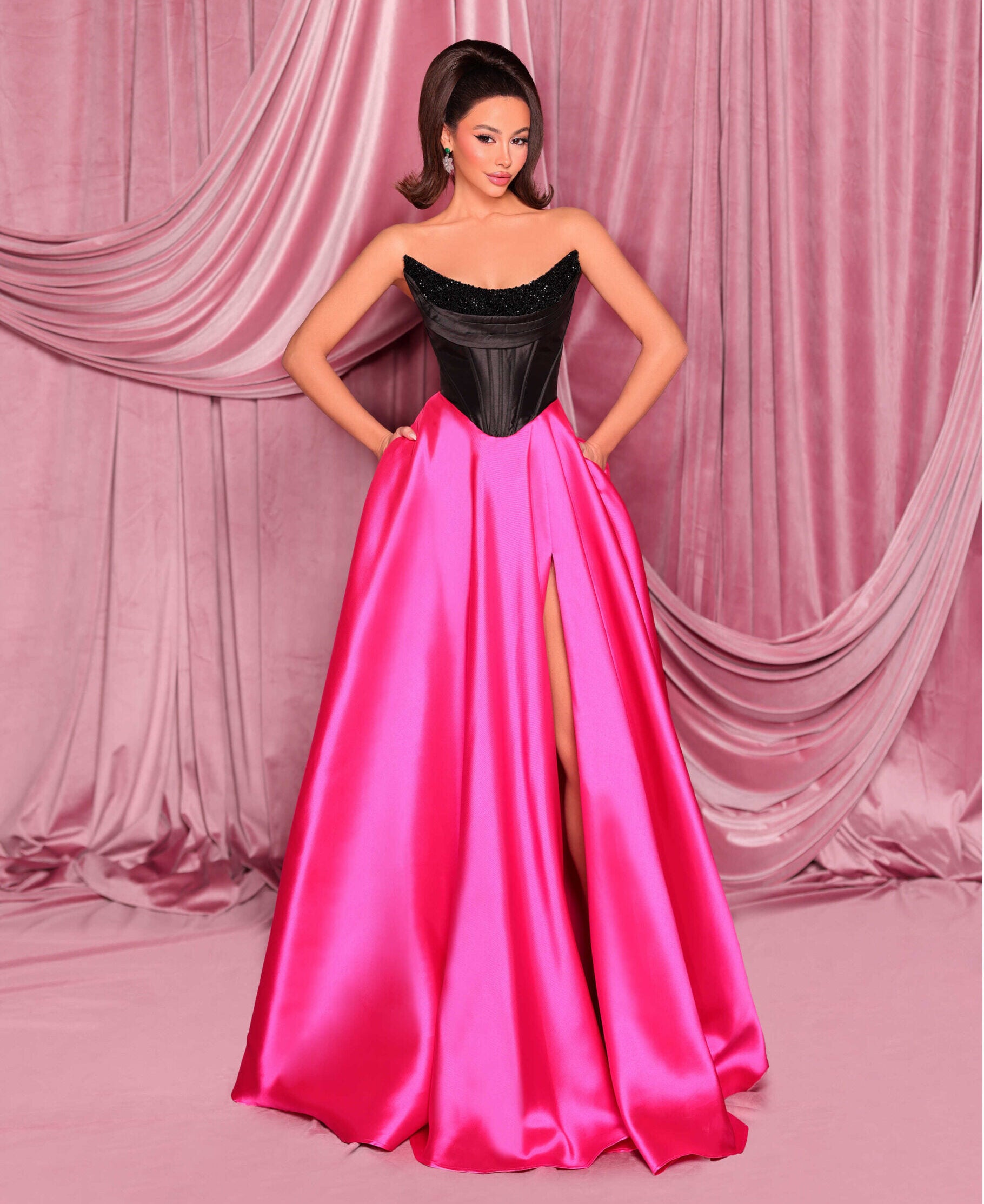 green emerald velvet dress Barbie Pink Beaded Cap Sleeve Girl Pageant Dress – Modsele main image 1